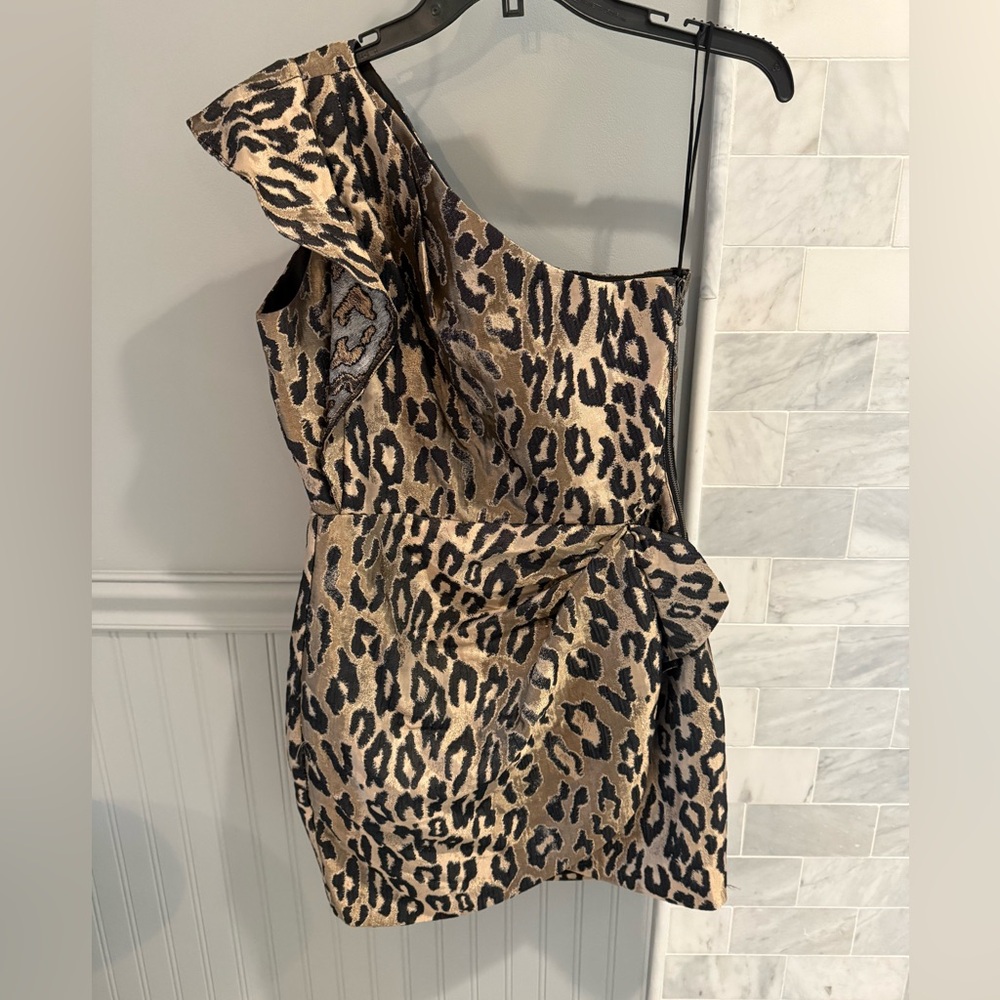 Saylor S leopard print one shoulder dress